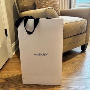 NEW Saint Laurent YSL Ivory Black Large Tall Shopping Bag Gift Bag Fast Ship